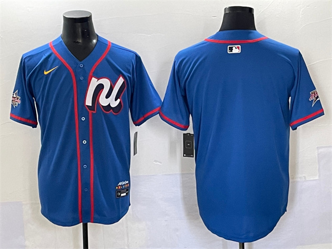 Men's National League Blank Blue 2025 All-Star Home Run Derby Limited Stitched Baseball Jersey