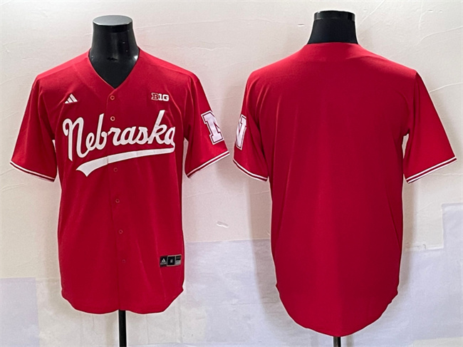 Men's Nebraska Huskers Blank Red With Patch Stitched Baseball Jersey