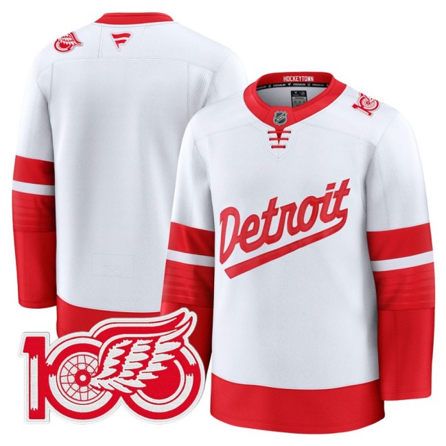 Men's Detroit Red Wings Blank White Stadium Series 100th Premium Stitched Hockey Jersey