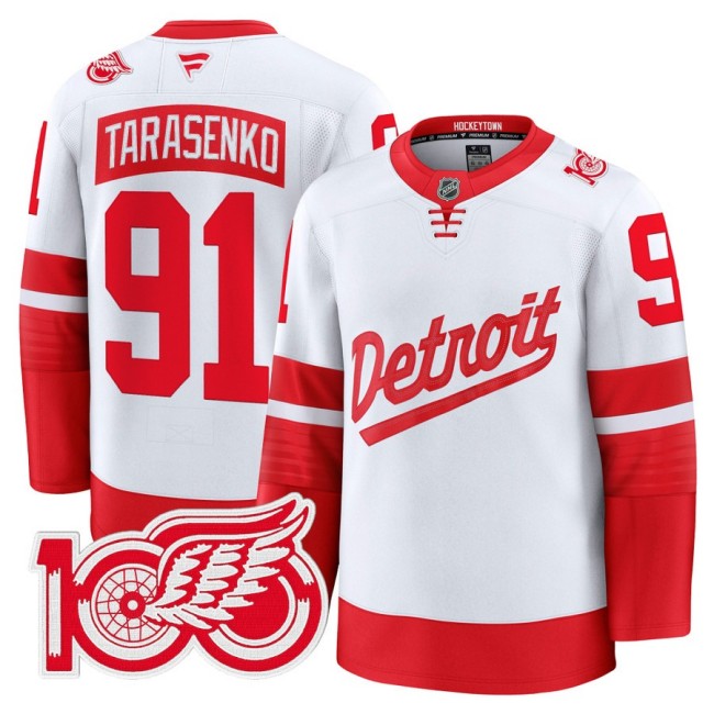 Men's Detroit Red Wings #91 Vladimir Tarasenko White Stadium Series 100th Premium Stitched Hockey Jersey