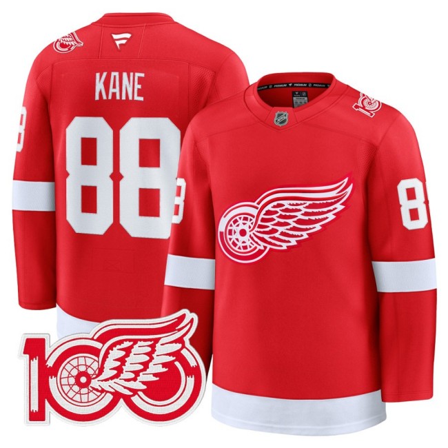 Men's Detroit Red Wings #88 Patrick Kane Red 100th Premium Stitched Hockey Jersey