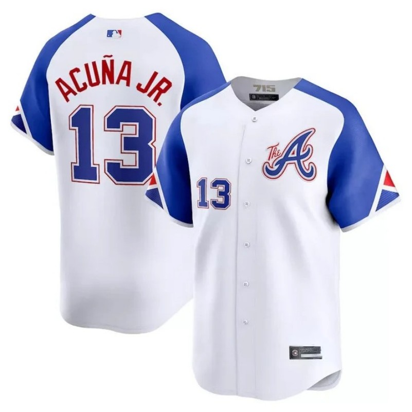 Youth Atlanta Braves #13 Ronald Acuna Jr. White 2023 City Connect Nike Limited Stitched Baseball Jersey
