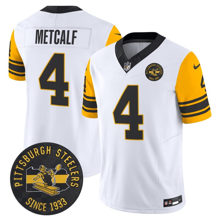 Men's Pittsburgh Steelers #4 DK Metcalf White F.U.S.E. Throwback 1933 Patch Vapor Limited Stitched Jersey