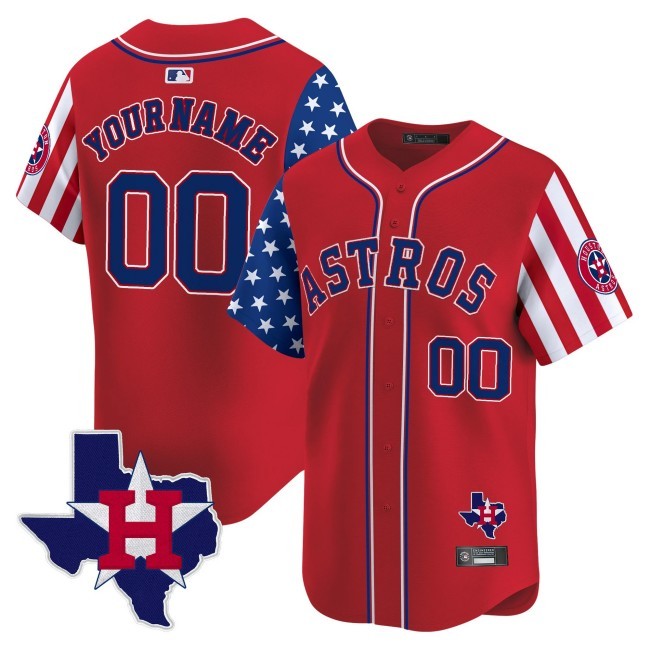 Houston Astros 2025 Independence Day Red State Map Patch Vapor Premier Limited Custom Jersey - All Stitched