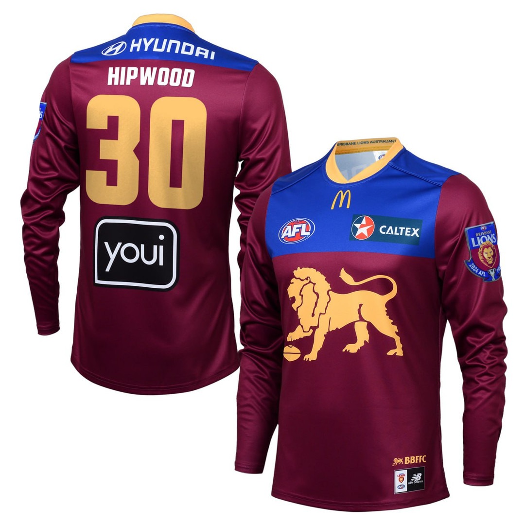Eric Hipwood #30 Brisbane Lions 2024 Long Sleeve Jersey - All Stitched