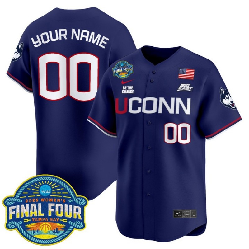 UConn Huskies Custom 2025 Big Eat Women's Final Four Patch Navy Vapor Stitched Baseball Jersey