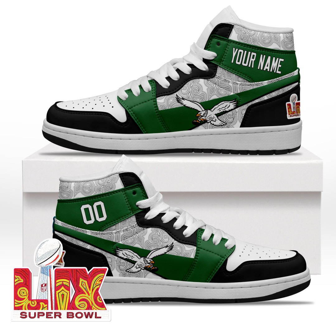 Philadelphia Eagles Super Bowl LIX Kelly Green Custom Sneaker Boots
