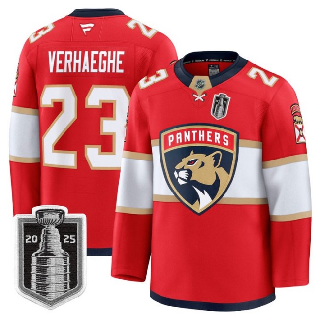 Youth Florida Panthers #23 Carter Verhaeghe White 2025 Stanley Cup Final Premium Stitched NHL Hockey Jersey