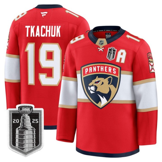 Youth Florida Panthers #19 Matthew Tkachuk White 2025 Stanley Cup Final Premium Stitched NHL Hockey Jersey