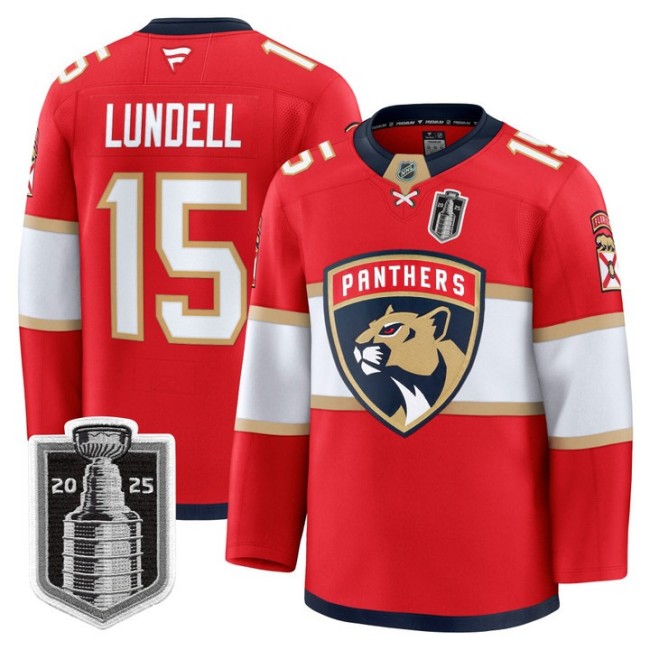 Youth Florida Panthers #15 Anton Lundell White 2025 Stanley Cup Final Premium Stitched NHL Hockey Jersey
