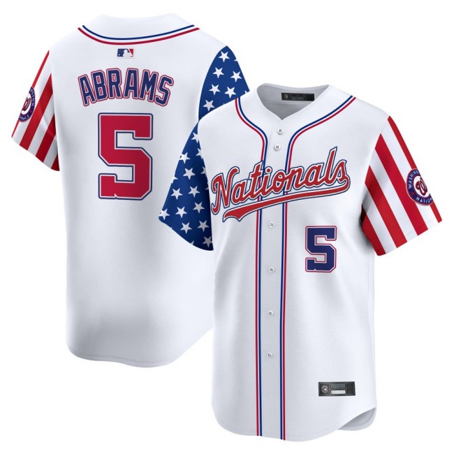 Men's Washington Nationals #5 Cj Abrams White 2025 Independence Day Vapor Premier Limited Stitched Jersey