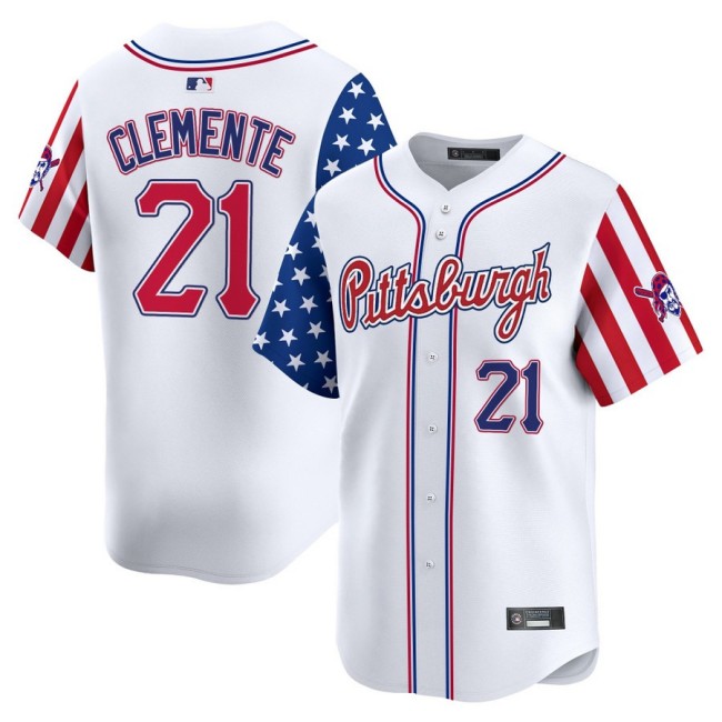 Men's Pittsburgh Pirates #21 Roberto Clemente White 2025 Independence Day Vapor Premier Limited Stitched Jersey