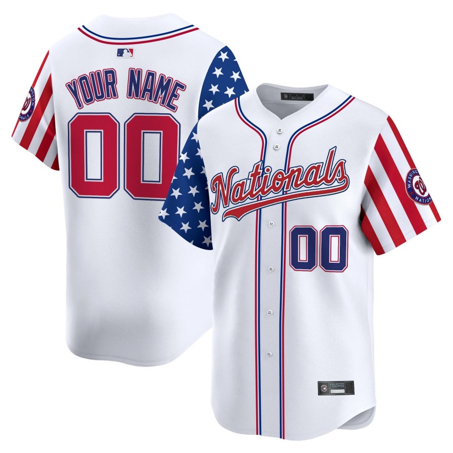 Washington Nationals Active Player Custom White 2025 Independence Day Vapor Premier Limited Stitched Jersey