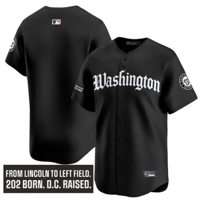Men's Washington Nationals 'Gothic Capitol Edition' Team Blank Black Vapor Premier Limited Stitched Baseball Jersey