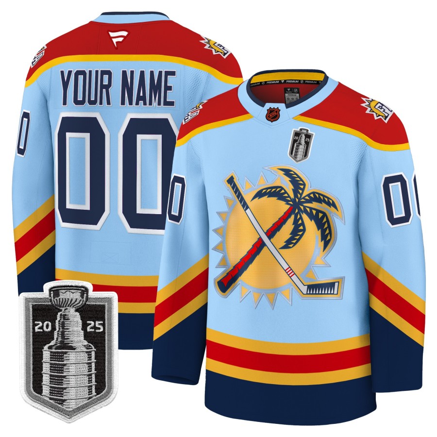 Florida Panthers Custom Blue 2025 Stanley Cup Final Premium Stitched NHL Hockey Jersey