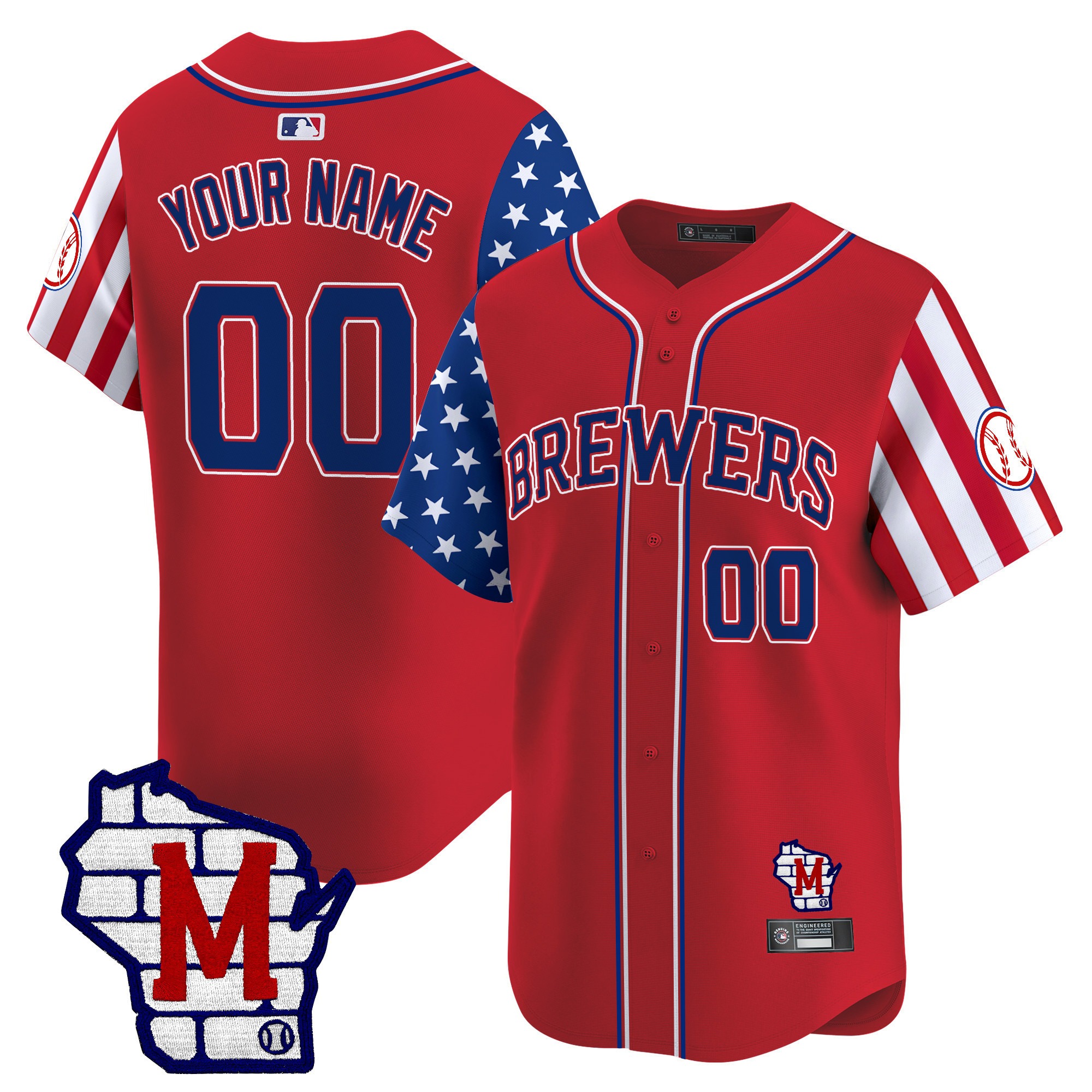 Milwaukee Brewers Active Player Custom Red 2025 Independence Day Vapor Premier Limited Stitched Baseball Jersey