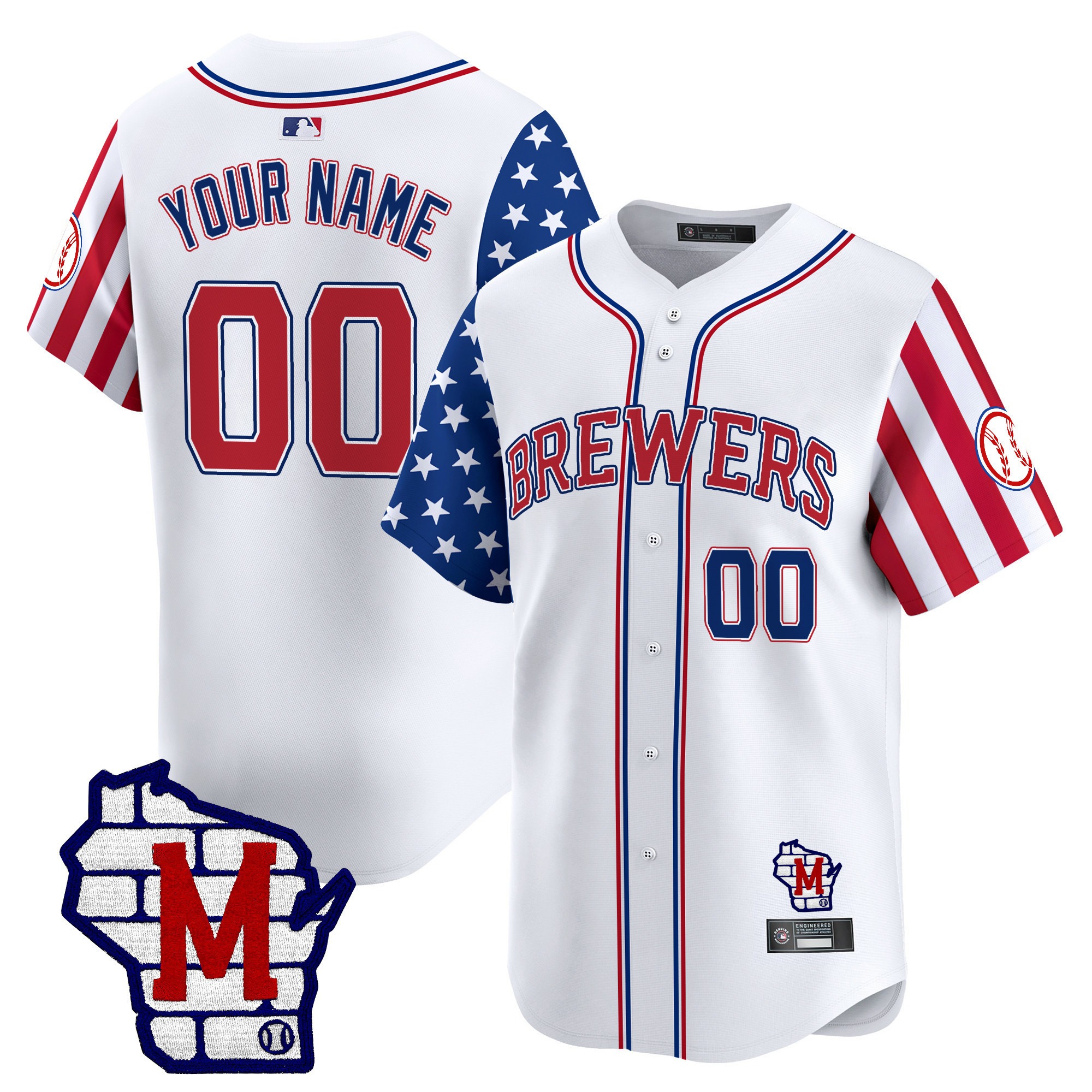 Milwaukee Brewers Active Player Custom White 2025 Independence Day Vapor Premier Limited Stitched Baseball Jersey