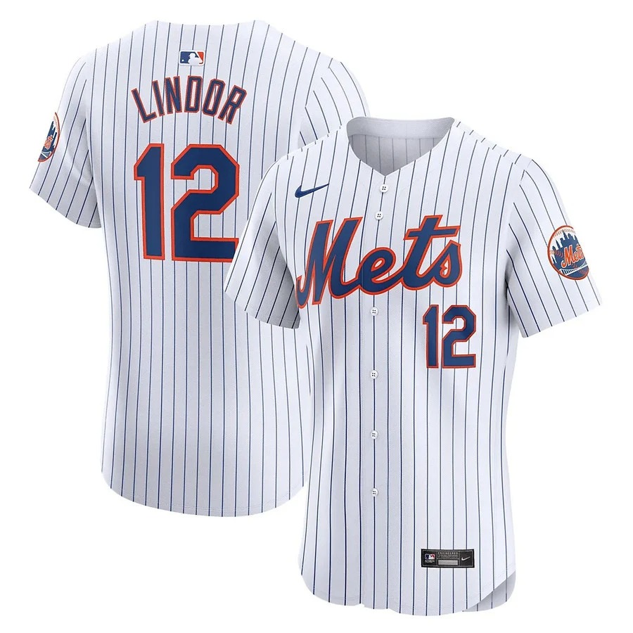 Men's New York Mets #12 Francisco Lindor White Flex Base Stitched Baseball Jersey