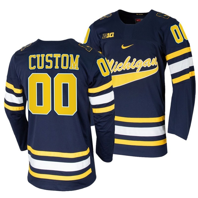 Michigan Wolverines Nike Custom Navy Stitched College Hockey Jersey