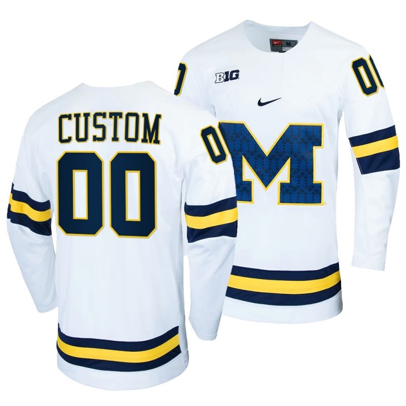 Michigan Wolverines Nike Custom White Stitched College Hockey Jersey