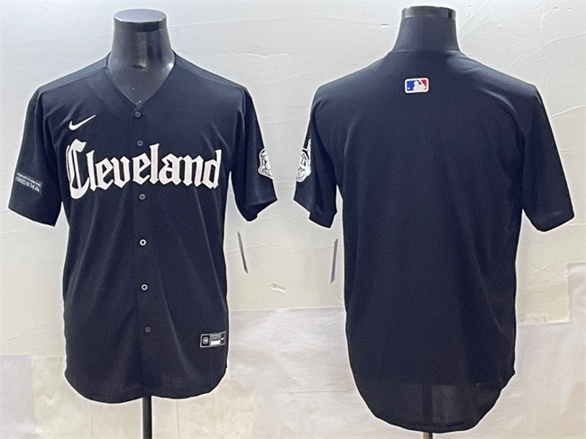 Men's Cleveland Indians Blank Black Gothic Vapor Premier Limited Stitched Baseball Jersey
