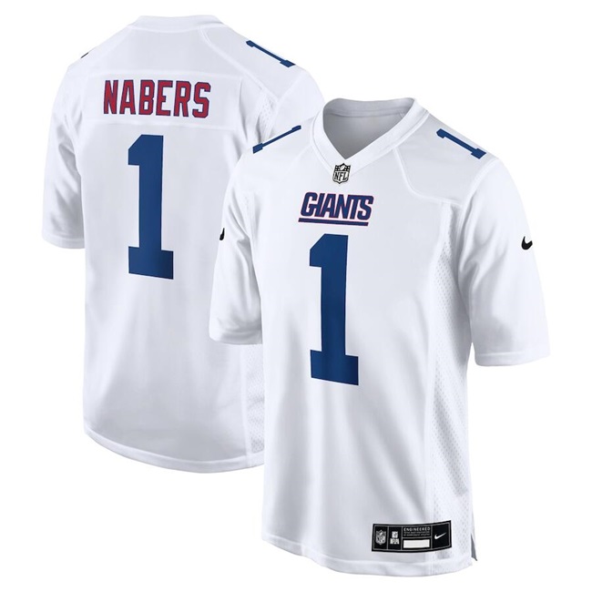 Men's New York Giants #1 Malik Nabers White Fashion Stitched Game Jersey
