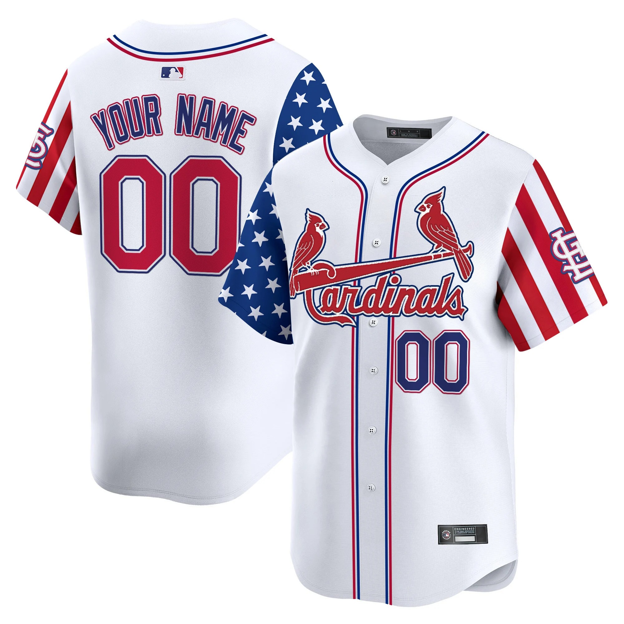 St. Louis Cardinals Custom White 2025 Independence Day Limited Stitched Baseball Jersey V2
