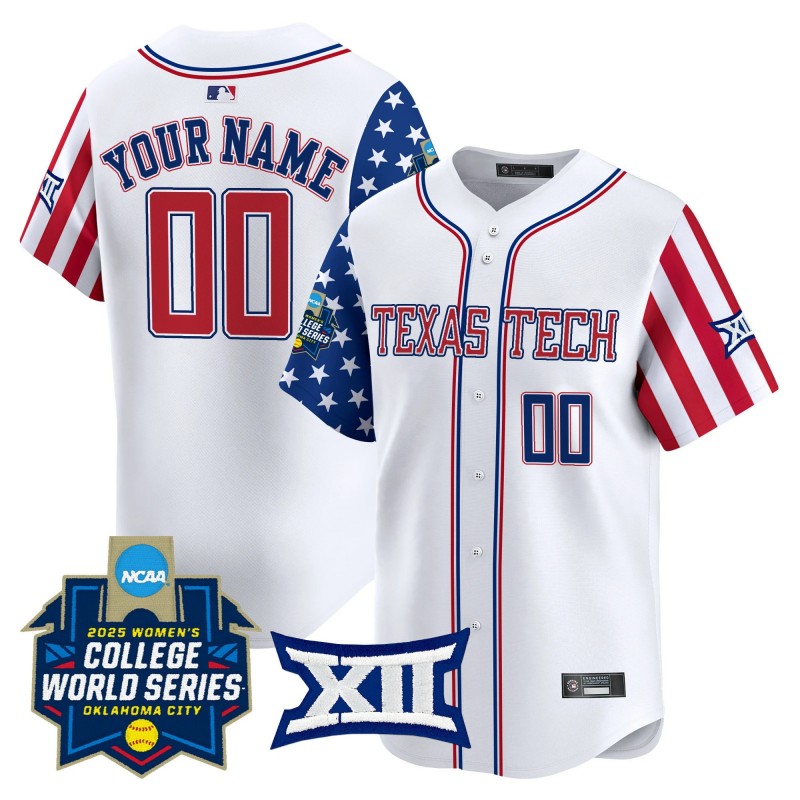 Texas Tech Red Raiders Softball Custom White 2025 Independence Day (WCWS) Limited Stitched Baseball Jersey