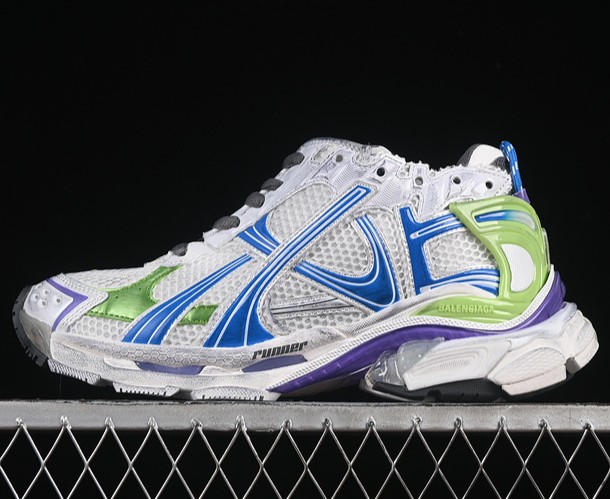 Runner 7.0 Sneaker White Blue Green (Men's US7-13 Women's USW5-9) Balenciaga 772774 W3RMU 9043