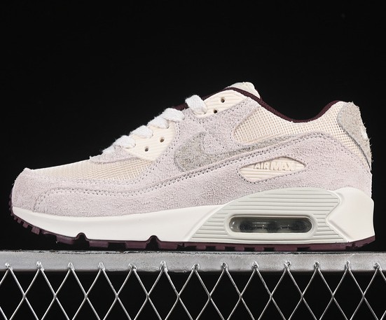 Nike Air Max 90 Premium Phantom/ Light Bone/ Burgundy Crush/ Phantom HQ1712-001 Sneaker (Men's US7-12 Women's USW5.5-8)