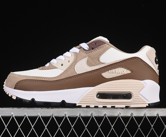 Nike Air Max 90 Summit White/ Khaki/ Light Orewood Brown/ Black DM0029-109 Sneaker (Men's US7-12 Women's USW5.5-8)