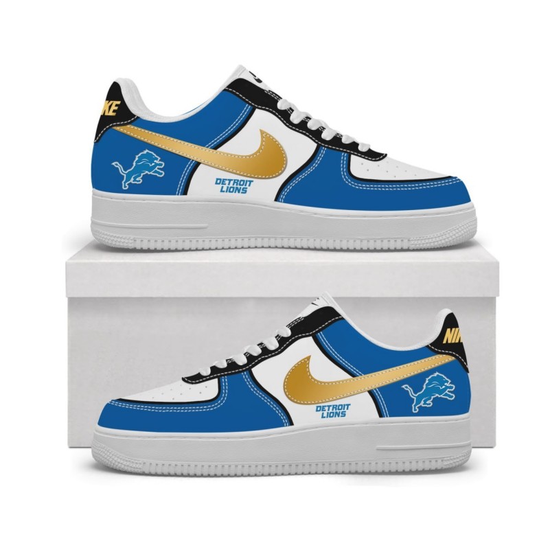 Detroit Lions Blue White Gold AF1 Sneaker (Men's US7-11 Women's USW5.5-8)