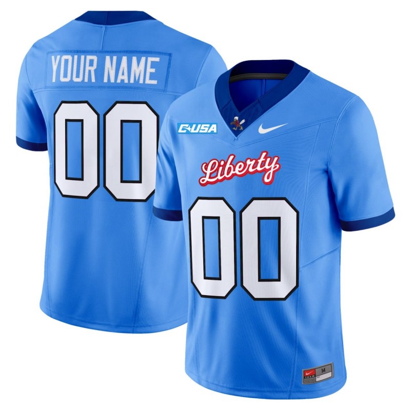 Liberty Flames Custom Nike 2025 Light Blue F.U.S.E. Vapor Limited Stitched Football Jersey