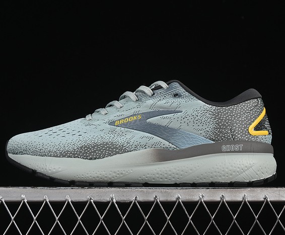 Men's Brooks Ghost 16 Cloud Grey Green Gold 1104181D432 Sneaker Running Shoes