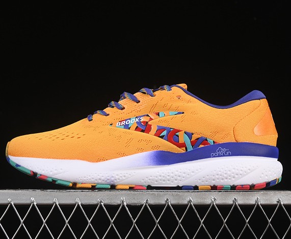 Men's Brooks Ghost 16 Apricot Blue Aqua Yellow 1104181D753 Sneaker Running Shoes