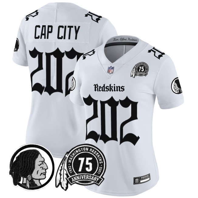 Women's Washington Redskins #202 Cap City White 'Gothic Capital Edition' Vapor Limited Stitched Jersey