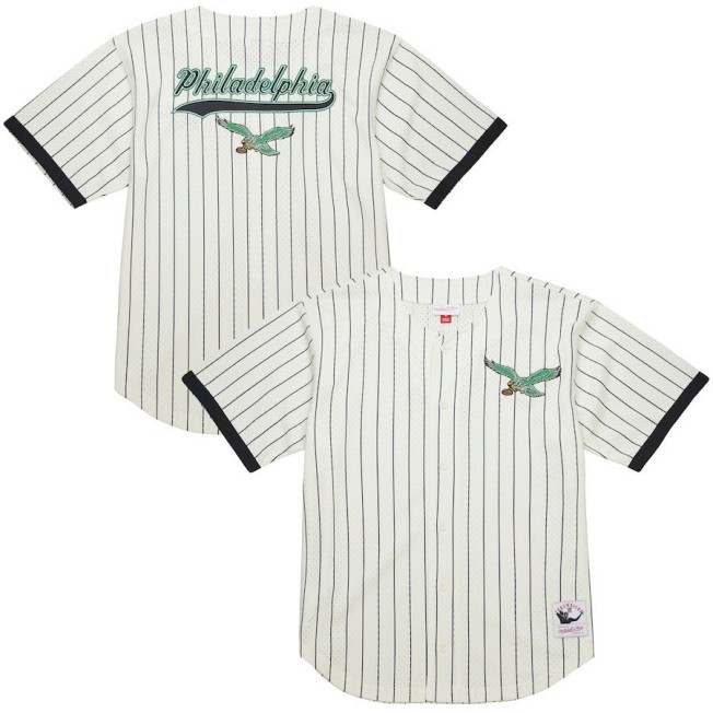 Men's Philadelphia Eagles Blank Cream Throwback Stitched Baseball Jersey