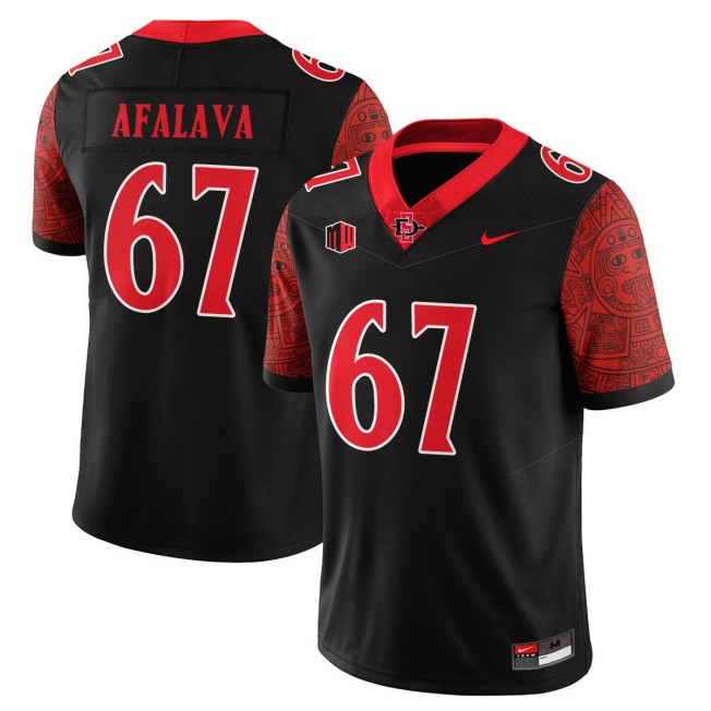 Men's SDSU Aztecs FB  #67 Tiumalu Afalava Nike 2025 Limited Football Stitched Jersey - Black Scarlet