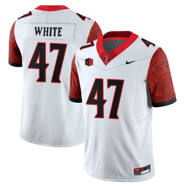 Men's San Diego State Aztecs #47 Trey White Nike 2025 Limited Football Stitched Jersey - White Scarlet