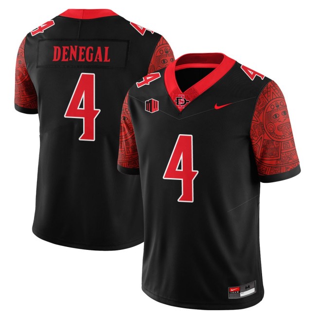 Men's SDSU Aztecs FB  #4 Jayden Denegal Nike 2025 Limited Football Stitched Jersey - Black Scarlet