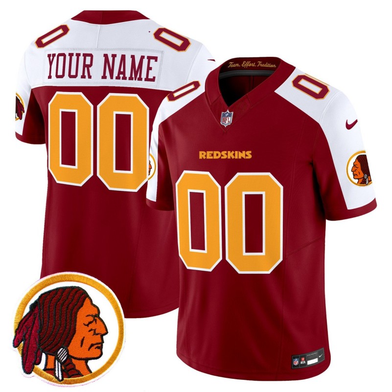 Washington Redskins Custom Burgundy White Throwback Vapor Limited Stitched Jersey V2