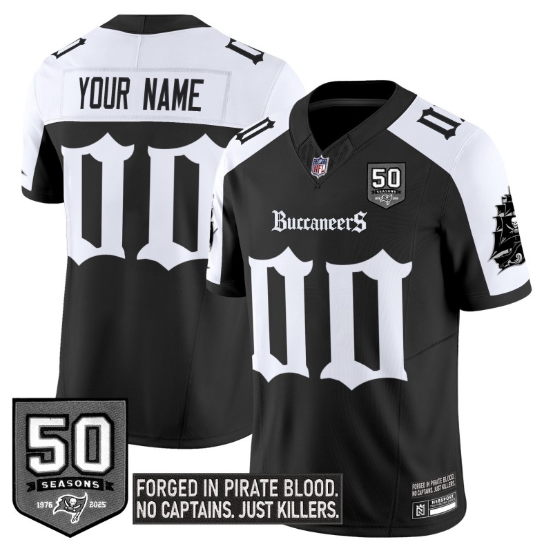 Tampa Bay Buccaneers Custom 'Gothic Pirate Shadows Edition' Limited Stitched Jersey Black White