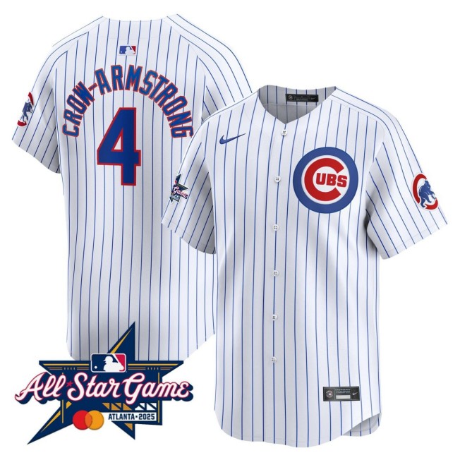 Men's Chicago Cubs #4 Pete Crow-Armstrong White Jersey - 2025 MLB All-Star Patch