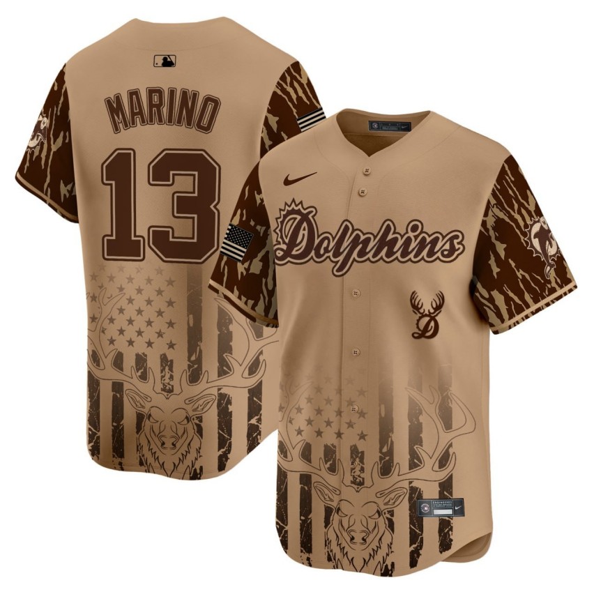 Miami Dolphins x MLB Custom Brown Nike Limited Stitched Baseball Jersey