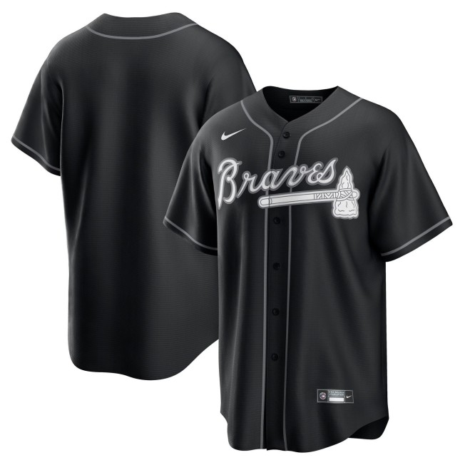 Men's Atlanta Braves Blank Black Lights Out Limited Stitched Baseball Jerseys