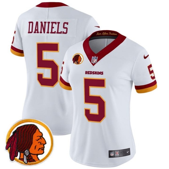 Nike Women's Washington Redskins #5 Jayden Daniels White Vapor Limited Stitched Throwback Jerseys