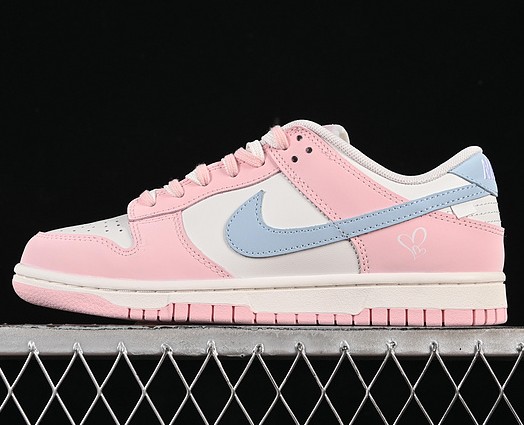Women's Nike SB Dunk Low Just Do It White Pink Blue PB0508-035 Sneaker