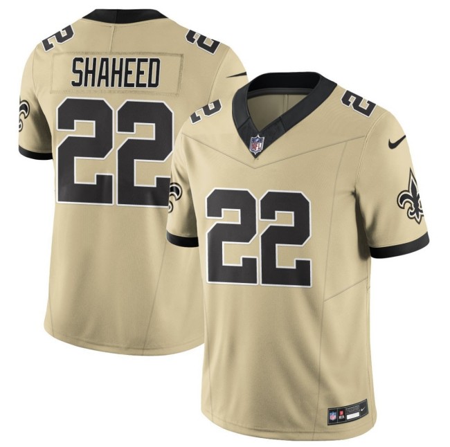 Men's New Orleans Saints #22 Rashid Shaheed Nike Gameday Golds 2025 F.U.S.E. Alternate Vapor Limited Stitched Football Jersey - Gold