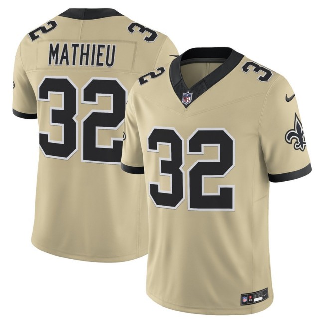 Men's New Orleans Saints #32 Tyrann Mathieu Nike Gameday Golds 2025 F.U.S.E. Alternate Vapor Limited Stitched Football Jersey - Gold