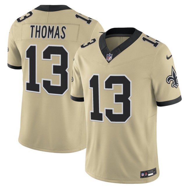 Men's New Orleans Saints #13 Michael Thomas Nike Gameday Golds 2025 F.U.S.E. Alternate Vapor Limited Stitched Football Jersey - Gold